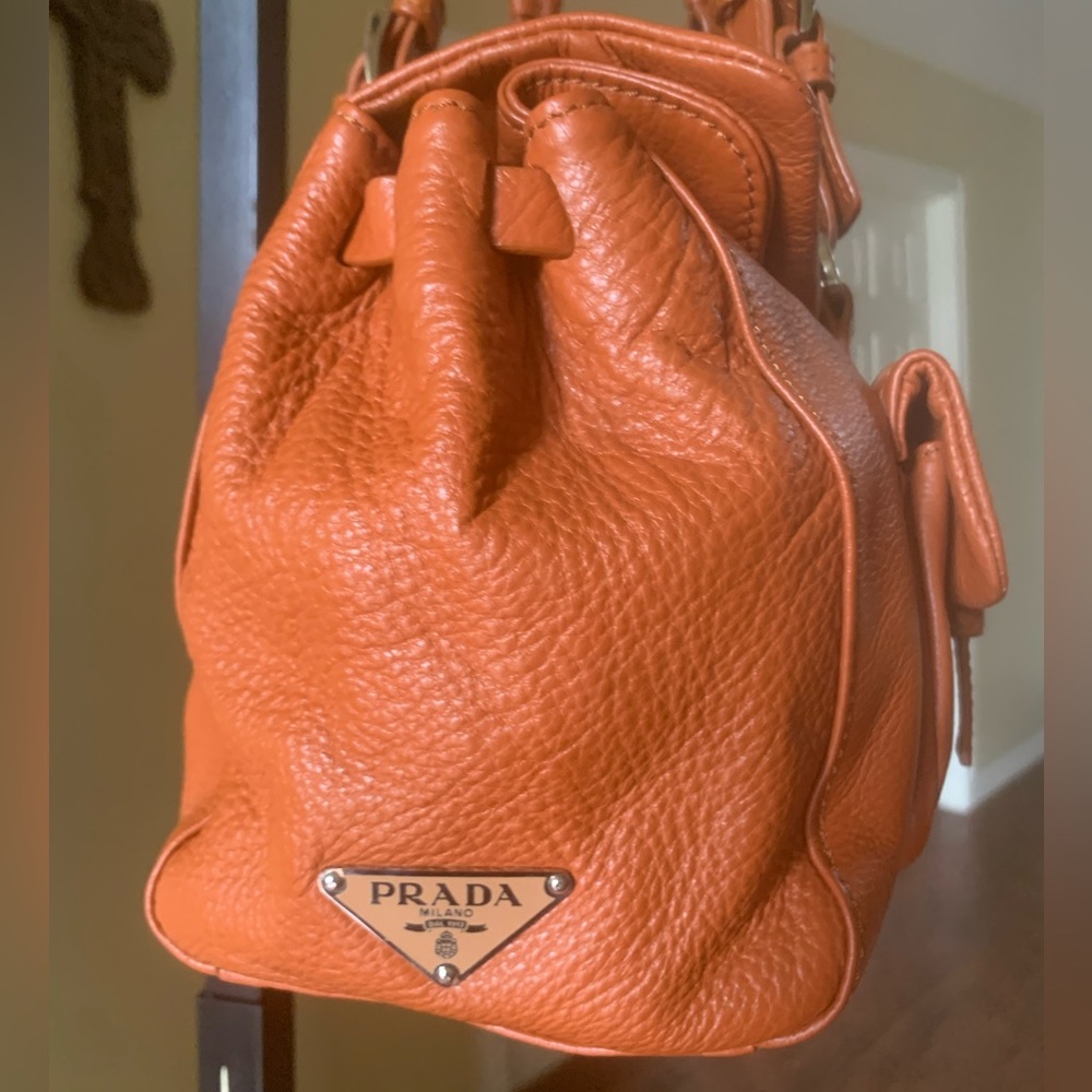 Prada Flap Satchel Shoulder Bag in Burnt Orange Leather New - Picture 5 of 16